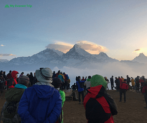 Sunrise with Himalayas Poon Hill