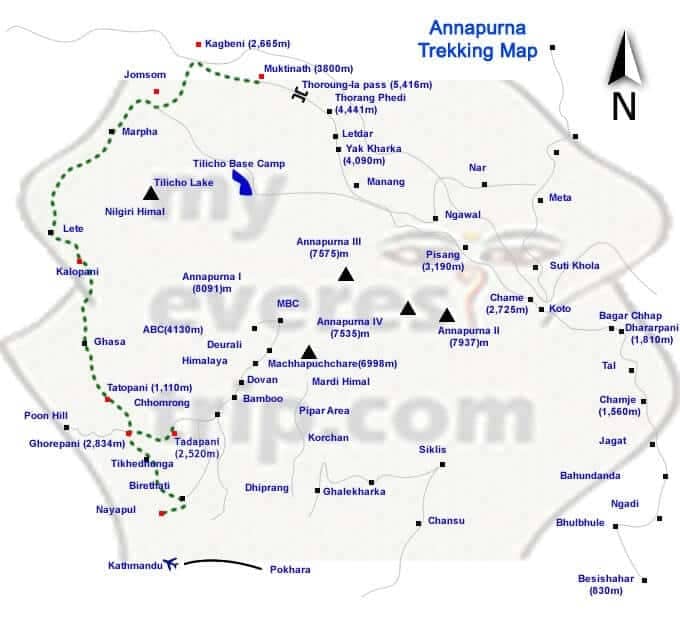 Annapurna trekking map image