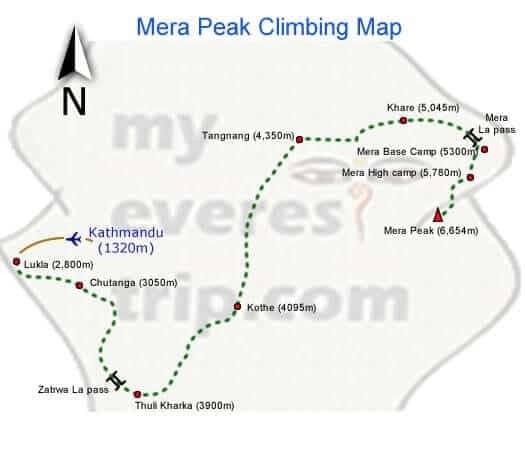 Mera peak climbing map