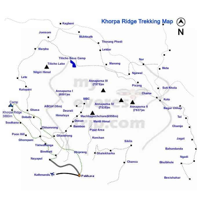Khopra ridge trekking map