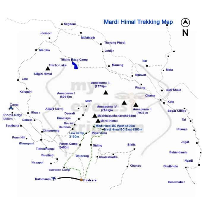 Mardi himal trekking map